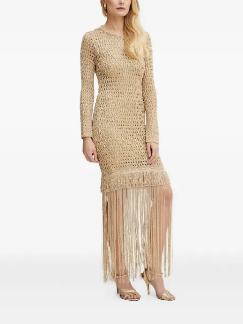 SIMONA CORSELLINI open-back fringe mini dress Neutrals ABO03