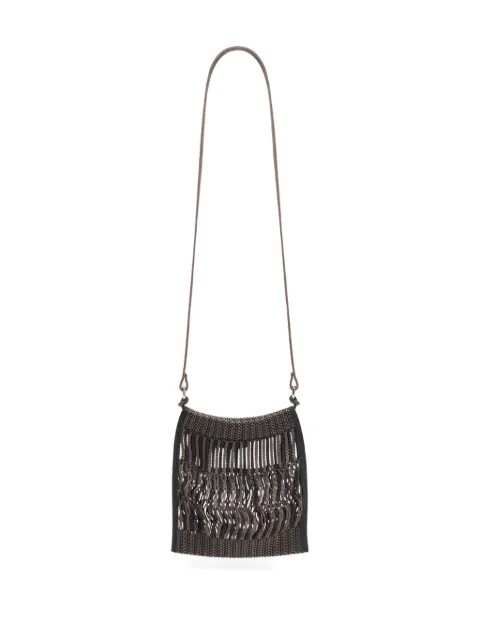 LEMAIRE mini crossbody Filt net bag Brown BG0077LF1269