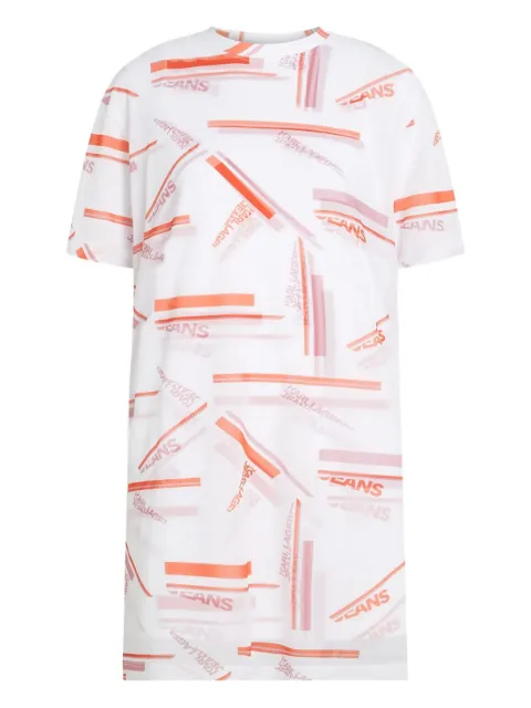Karl Lagerfeld Jeans logo-print sheer mini dress White A2W130311OW