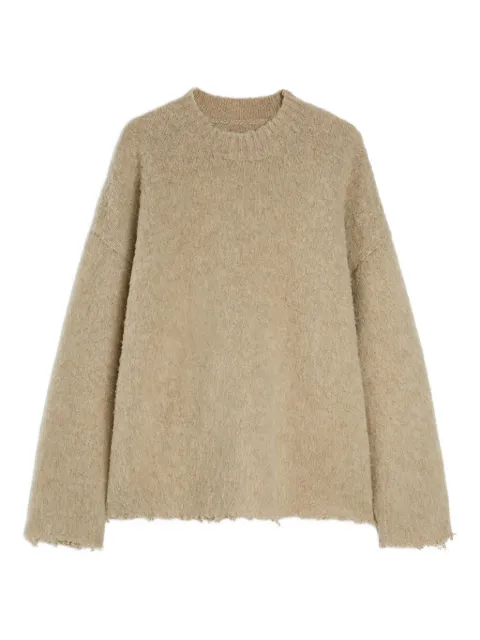 Jil Sander brushed frayed-hem wool sweater Neutrals J47GP0197J14792