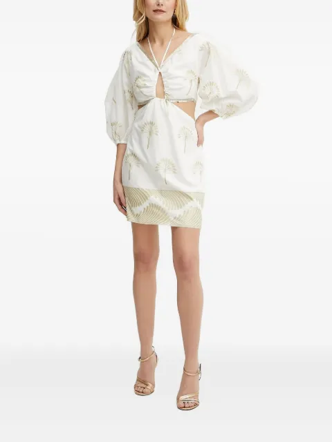 SIMONA CORSELLINI embroidered-flowers cut-out mini dress White AB025
