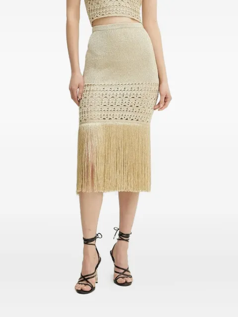 SIMONA CORSELLINI fringe knit skirt Gold P25CPGOO01
