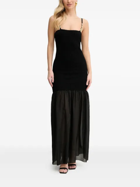 SIMONA CORSELLINI embellished-straps tiered maxi dress Black ABO01