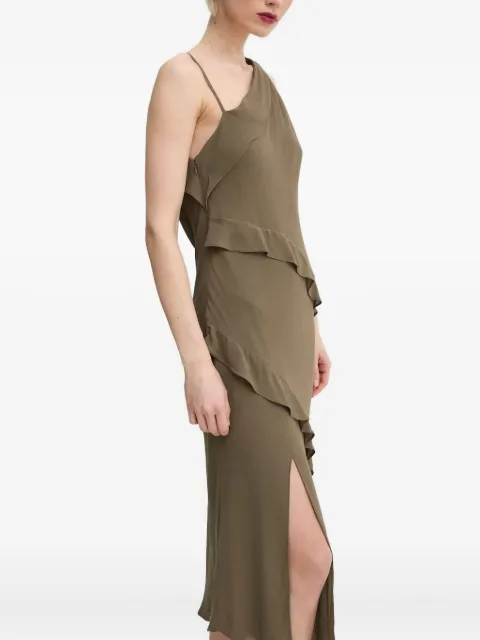 SAMSOE SAMSOE asymmetric ruffle midi dress Green F25100180
