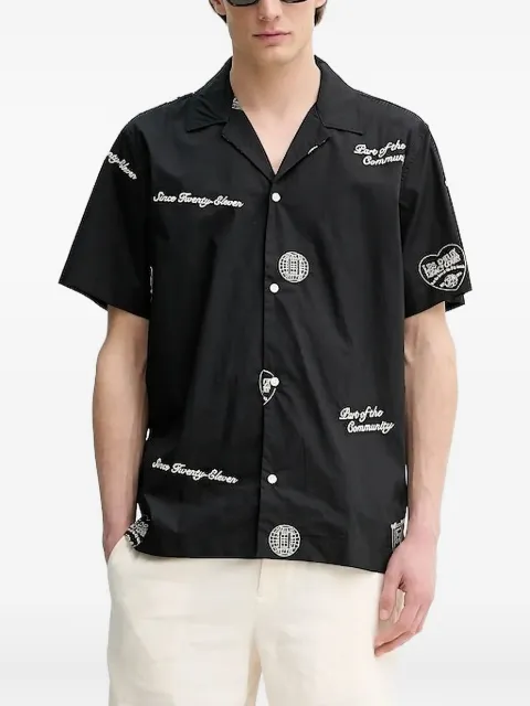 Les Deux embroidered-graphic short-sleeve shirt Black LDM401096