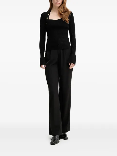 The Kooples button-detailed ribbed-knit sweater Black FPUL30090K