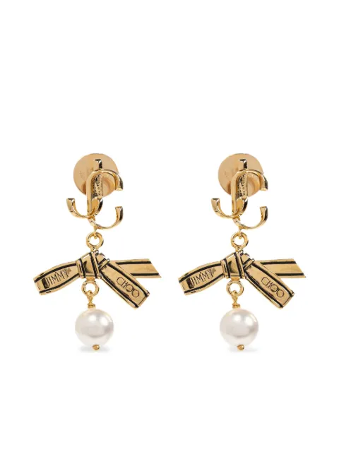 Jimmy Choo logo bow earrings Gold RBNPEARLEARRINGJKI