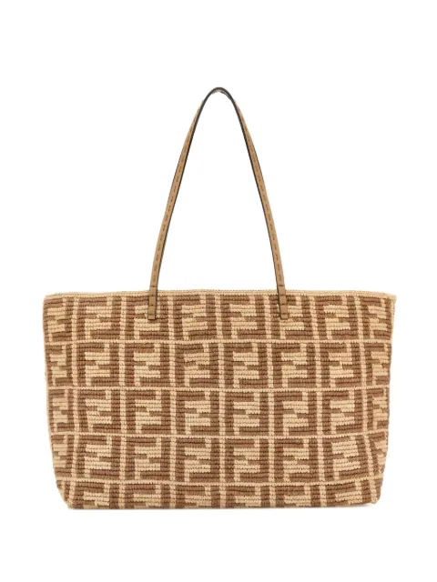 FENDI Rool FF logo raffia tote bag Neutrals 8BH425AS3B