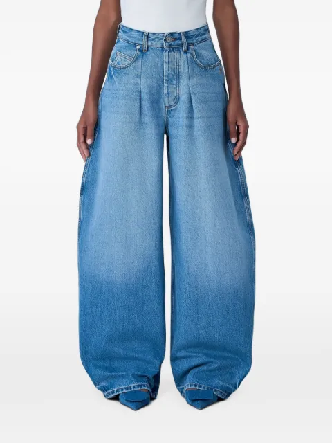 Jacquemus pleated-detail faded-effect jeans Blue PAW00609AD00038