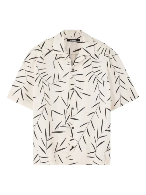 Jacquemus leaf-print short-sleeve shirt Neutrals SHM00535AW00208