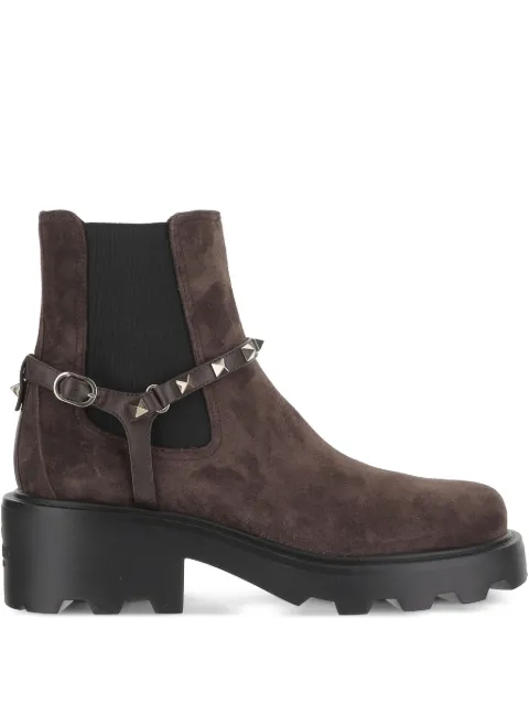 Valentino Garavani studded-ankle Chelsea boots Brown WS0KU2BVJ