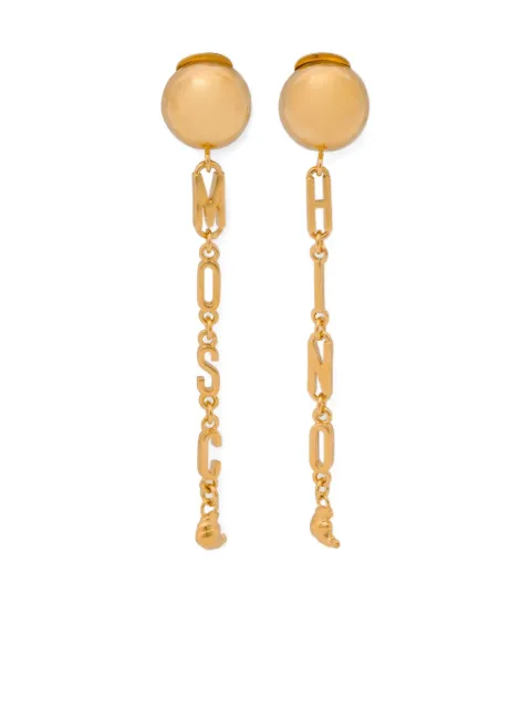 Moschino logo-lettering croissant drop earrings Gold A91308413