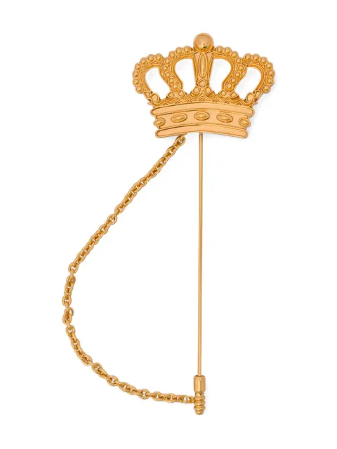 Moschino crown-plaque brooch Gold A91228413