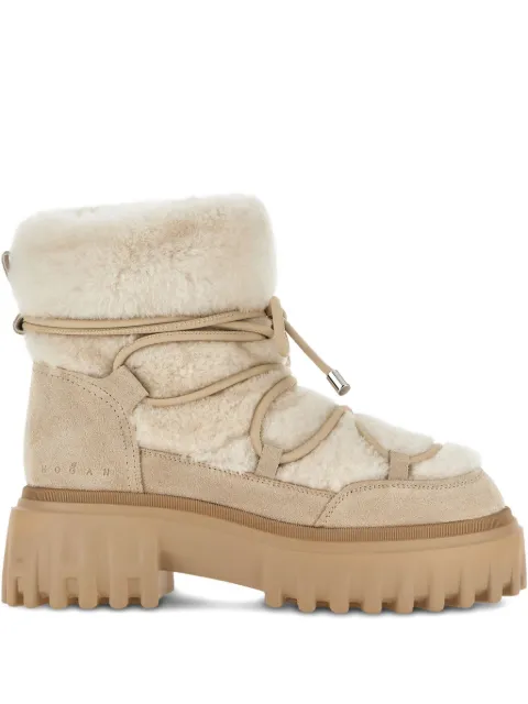 Hogan shearling-trim ankle boots Neutrals HXW7000FV70ULB