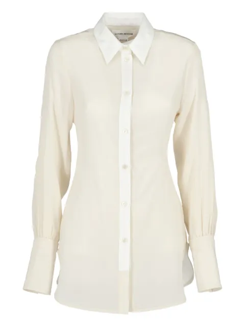 Victoria Beckham contrast placket top Neutrals 1324WSH005717A