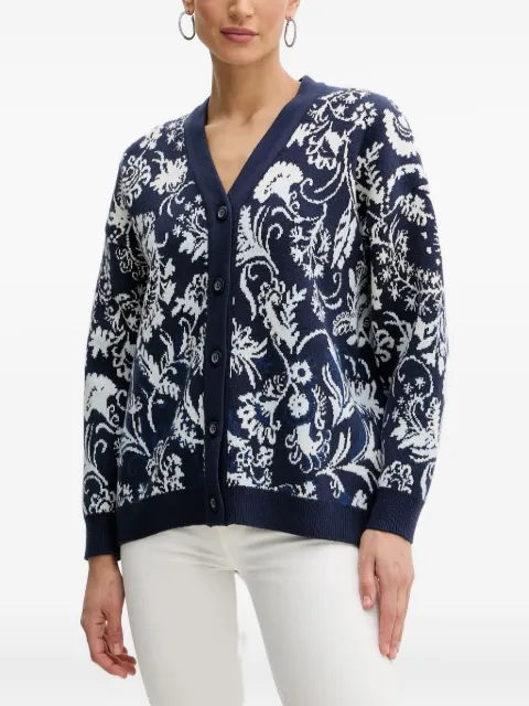 GUESS USA Melinda floral-jacquard cardigan Blue W5GR31Z2ZK2