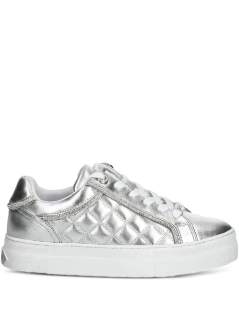 GUESS USA Gratea quilted metallic-effect sneakers Silver FLPGRAELE12
