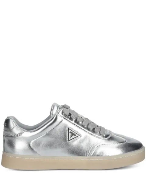 GUESS USA Jazlie metallic-effect leather low-top sneakers Silver FLJJAZLEM12