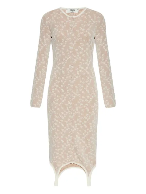 FENDI floral-motif dress Brown FZDD42ATPW