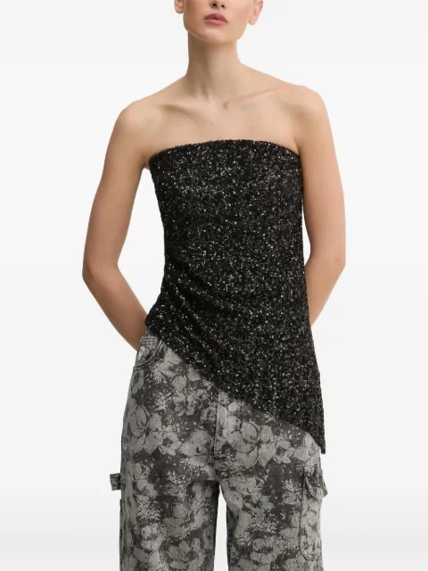 Aniye By sequin-embellished asymmetric top Black 181258