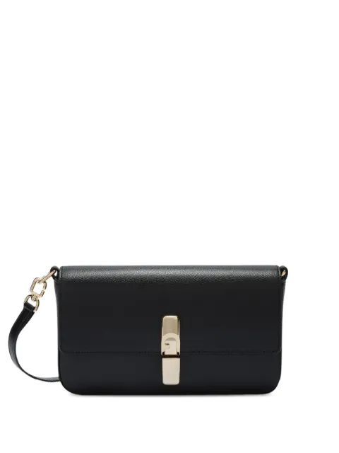 Furla logo-clasp leather shoulder bag Black WB01826ARE0001007