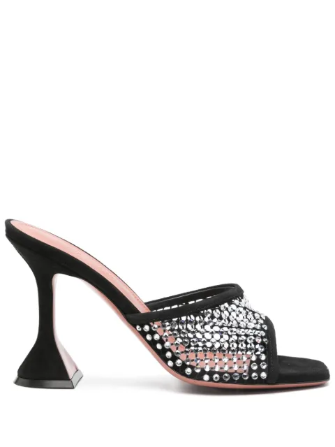 Amina Muaddi Lupita leather heeled sandals Black 14S363775LUP