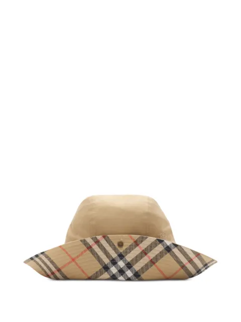 Burberry Check brim gabardine hat Neutrals 8112365