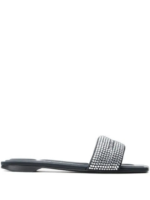 Alexander Wang black satin & crystal hotfix vy sandals Black 30325S007012C