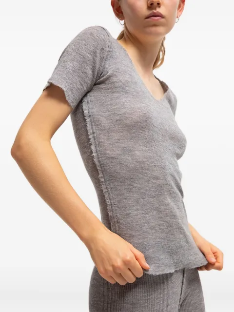 Gudrun & Gudrun Barbara V-neck short-sleeve top Grey 13003