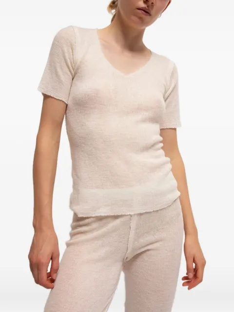 Gudrun & Gudrun Barbara short-sleeve V-neck top Neutrals 13003