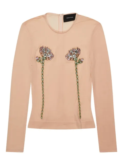 Simone Rocha floral-embellished long-sleeve top Neutrals 5315TB1223NUDENUDEPINKMULTI