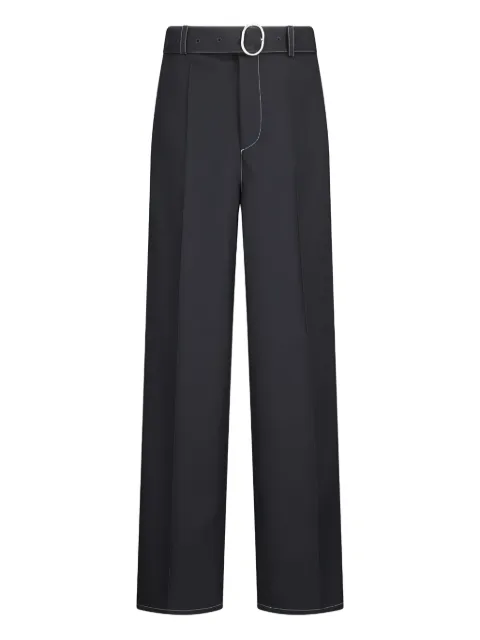 Jil Sander belted contrast-stitching trousers Grey J22KA0255J70001