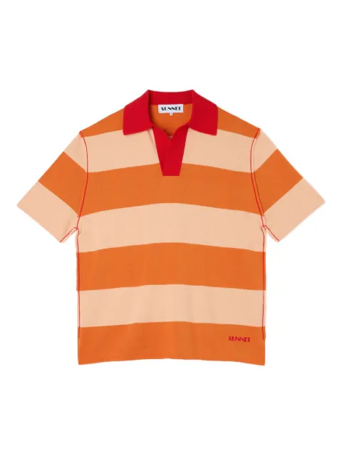 Sunnei striped short-sleeve polo shirt Orange RTWXKNW014KNT0458200ORANGESALMONPINKST