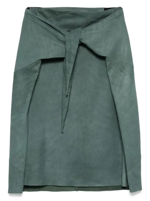 Rick Owens leather midi skirt Green RP01E7372LBA