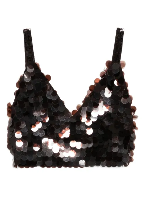 P.A.R.O.S.H. sequin-embellished triangle top Brown GOOD311676