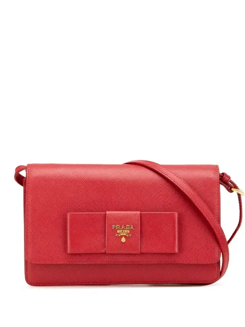 Prada Pre-Owned 2010-2024 Saffiano Lux Bow Wallet On Strap crossbody bag Red 6S5T75Y76BAMV6SA