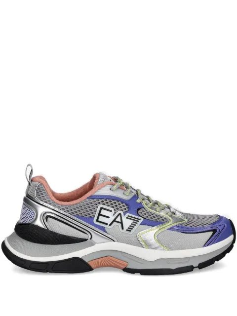 Ea7 Emporio Armani metallic-effect panelled mesh low-top sneakers Grey XK446X8X249