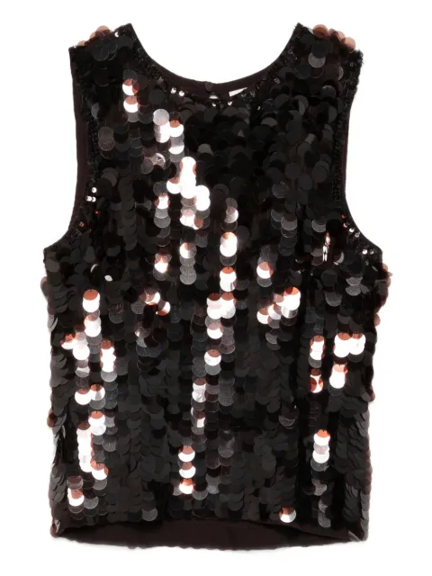 P.A.R.O.S.H. sequin sleeveless top Brown GOOD311678