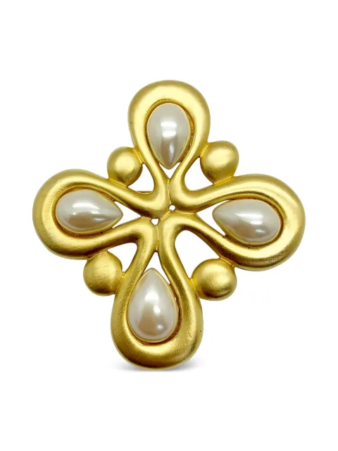 Jennifer Gibson Jewellery 1980s Givenchy pearl brooch Gold JGJGIVPRLBRO