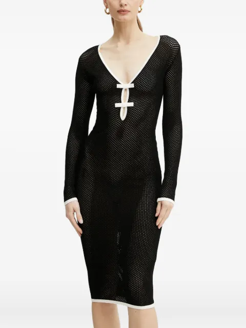 Elisabetta Franchi mesh-paneled V-neck midi dress Black AM56T51E2