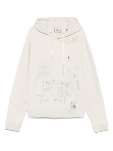 Maison MIHARA YASUHIRO distressed graffiti-print hoodie Neutrals J14HD722WHITE