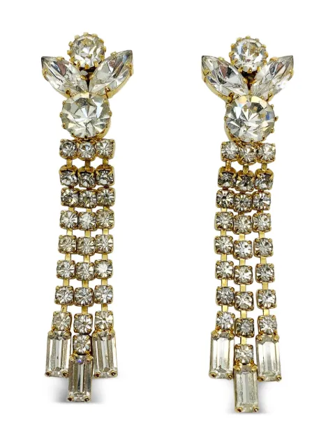 Jennifer Gibson Jewellery 1960s crystal drop clip-on earrings Gold JGJCRYSDRPERG