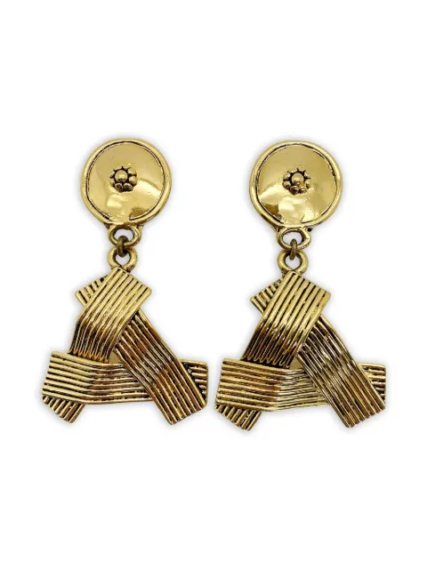 Jennifer Gibson Jewellery 1980s ribbon motif earrings Gold JGJRIBBONERG