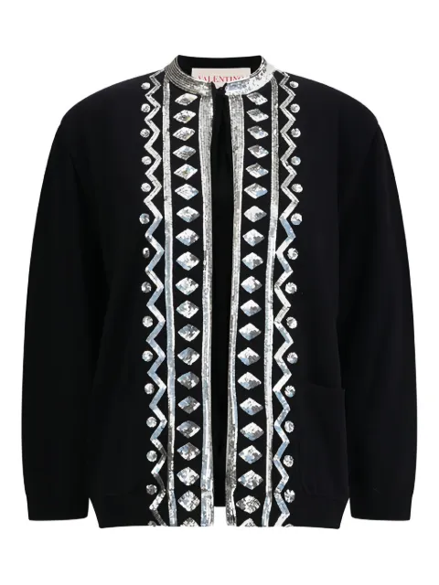 Valentino Garavani sequinned-trim cardigan Black BKA11E98C