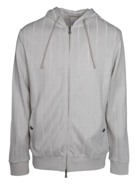 Eleventy striped zip-up hoodie Neutrals K75FELK10TES0K254