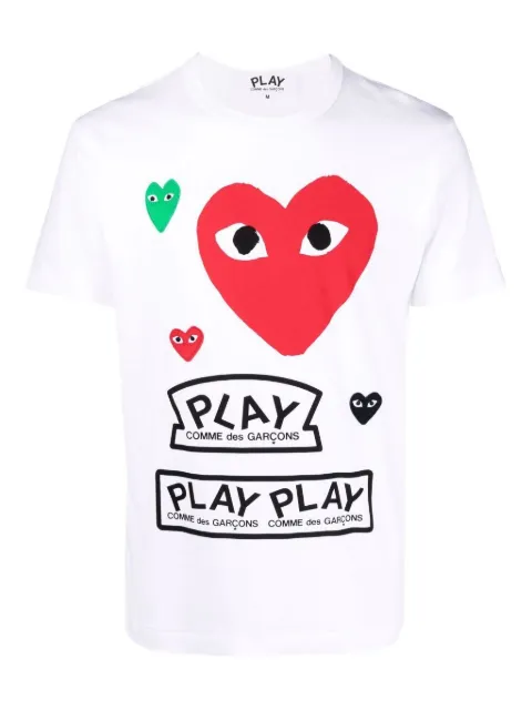 Comme Des Garçons Play heart-print cotton T-shirt White AXT280051