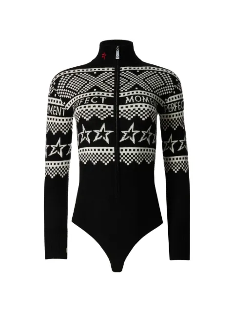 Perfect Moment intarsia long-sleeve bodysuit Black W3001250