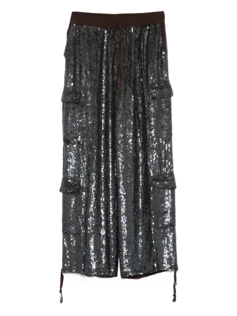 P.A.R.O.S.H. sequin-embellished pocket trousers Brown GADGETD230754