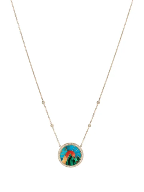 Jacquie Aiche 14CT yellow gold small Mountain Scenic Inlay diamond necklace Gold 2502166