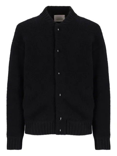 Laneus boucle buttoned-up bomber jacket Black F5LAMABO365